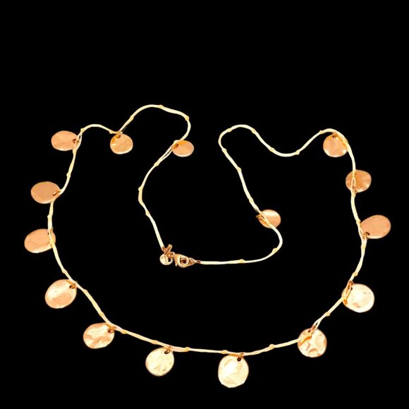 Talbots Boho Rose Gold Disc Station Necklace on Knotted Cord - Picture 3 of 9
